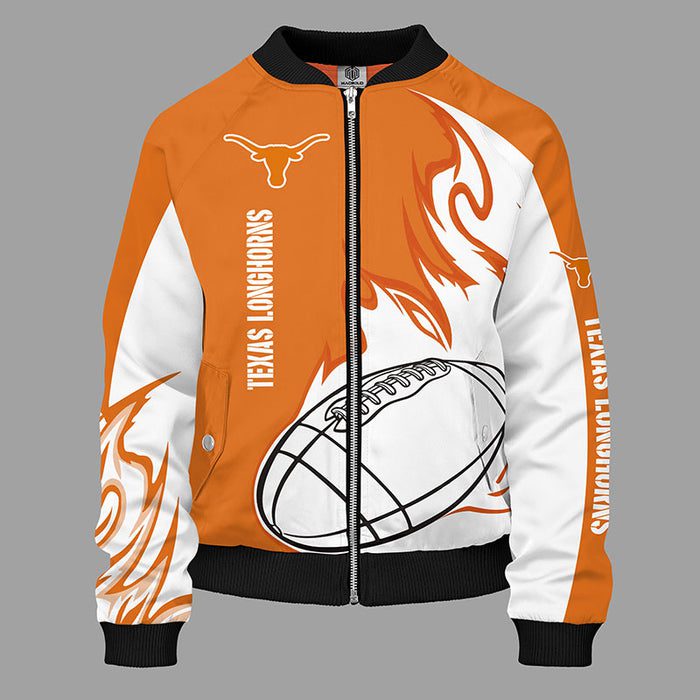 Texas Longhorns Orange Unisex Bomber Jacket For Women Men