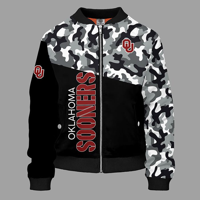 Oklahoma Sooners Camouflage Red Bomber Jacket For Women Men