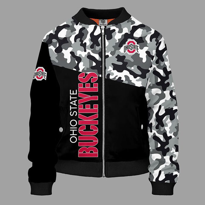 Ohio State Buckeyes Camouflage Red Bomber Jacket For Women Men