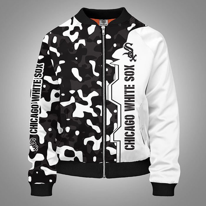 Chicago White Sox Camouflage Black Bomber Jacket For Women Men