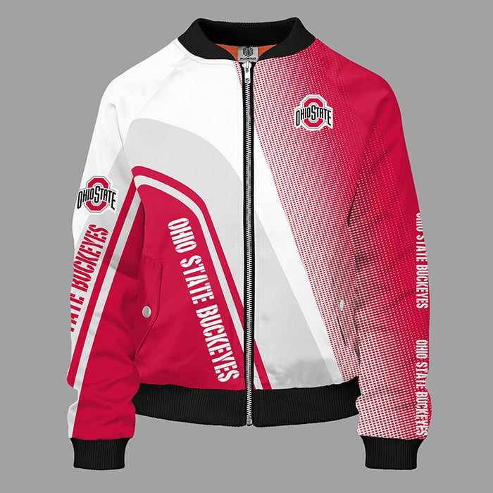 Ohio State Buckeyes Red Unisex Bomber Jacket For Women Men
