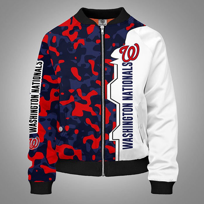 Washington Nationals Camouflage Red Bomber Jacket For Women Men