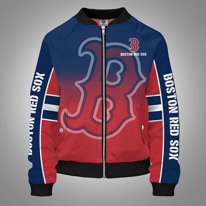 Boston Red Sox Red Blue Unisex Bomber Jacket For Women Men
