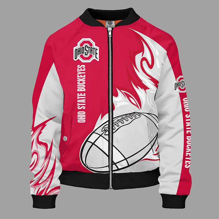 Ohio State Buckeyes Red Bomber Jacket For Women Men