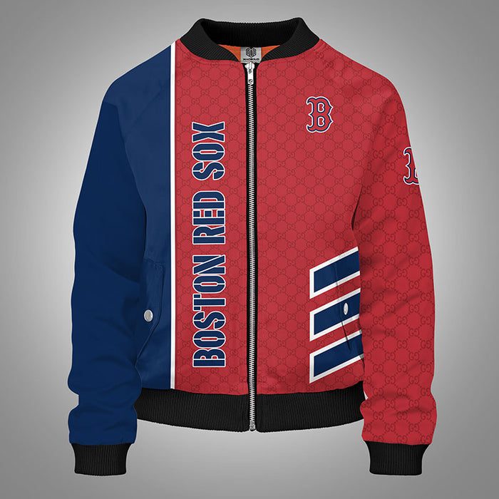 Boston Red Sox Red Blue Bomber Jacket Gucci Luxury Jacket For Women Men