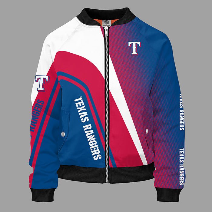 Texas Rangers Blue Red Unisex Bomber Jacket For Women Men