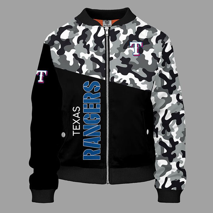 Texas Rangers Camouflage Blue Bomber Jacket For Women Men