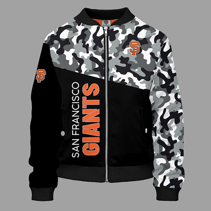 San Francisco Giants Camouflage Orange Bomber Jacket For Women Men