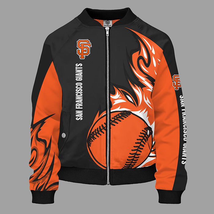 San Francisco Giants Unisex Orange Zipper Bomber Jacket For Women Men