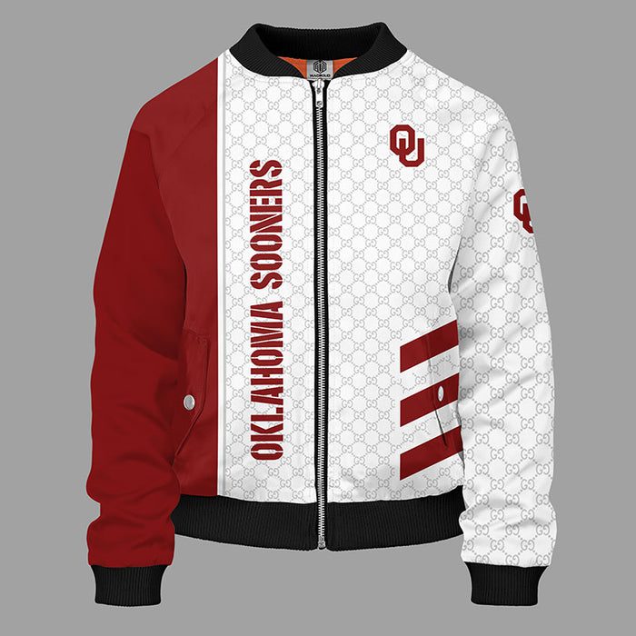 Oklahoma Sooners Red Unisex Bomber Jacket Gucci Luxury Jacket For Women Men