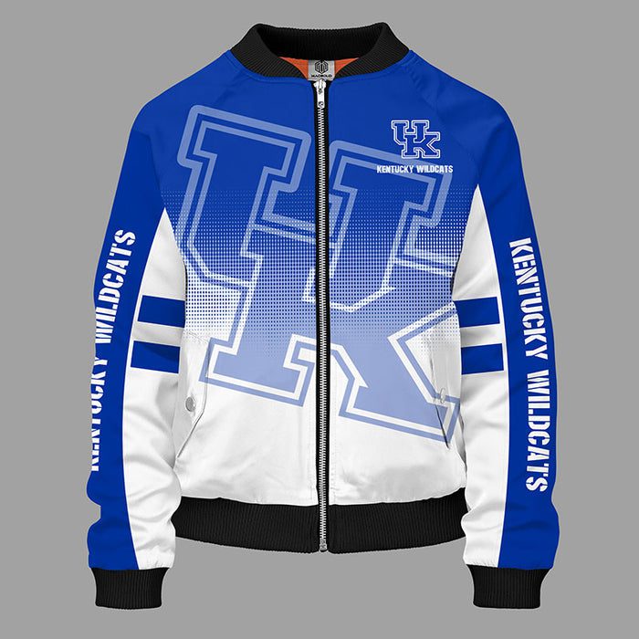 Kentucky Wildcats Blue Unisex Zipper Bomber Jacket For Women Men