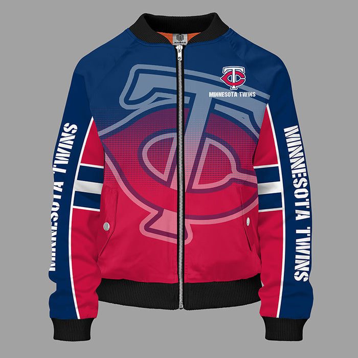 Minnesota Twins Blue Red Unisex Bomber Jacket For Women Men