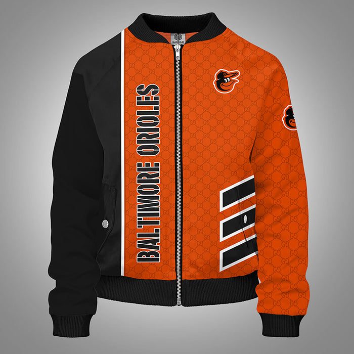 Baltimore Orioles Orange Unisex Bomber Jacket Gucci Luxury Jacket For Women Men