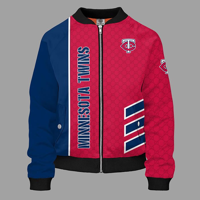 Minnesota Twins Blue Red Bomber Jacket Gucci Luxury Jacket For Women Men