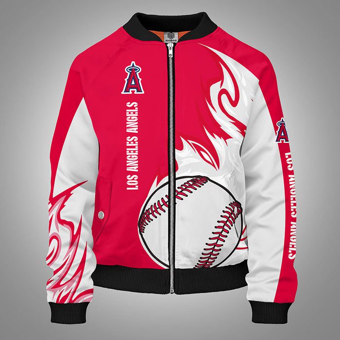 Los Angeles Angels Red Unisex Zipper Bomber Jacket For Women Men