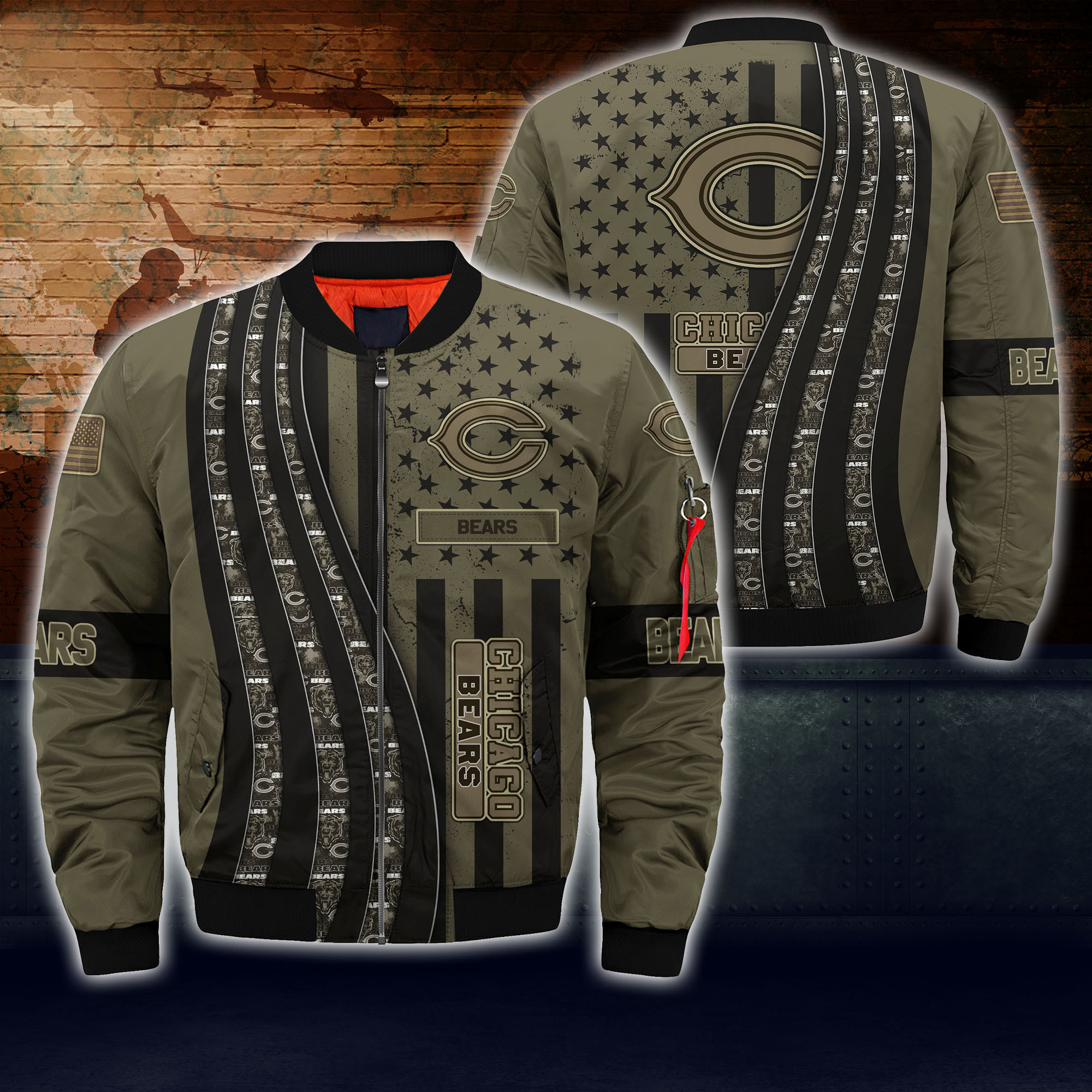 Chicago Bears Nfl Bomber Jacket Camo For This Season For Women Men