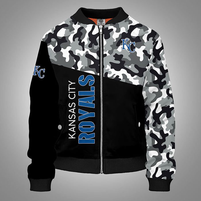 Kansas City Royals Camouflage Blue Bomber Jacket For Women Men