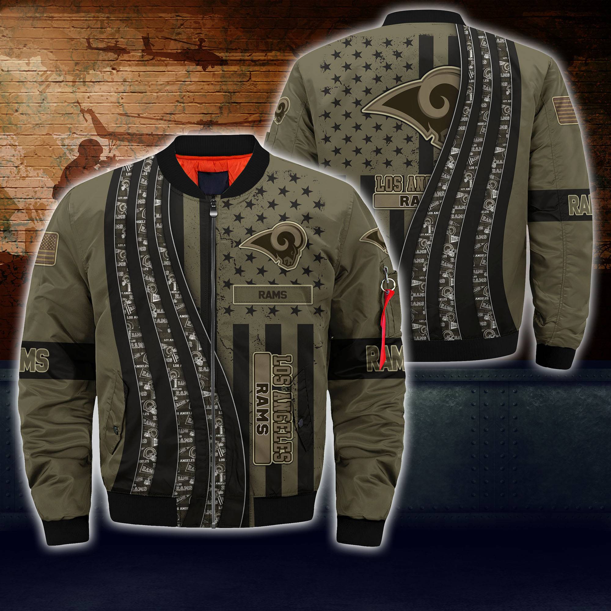 Los Angeles Rams Nfl Bomber Jacket Camo For This Season For Women Men