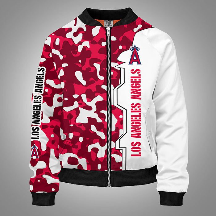 Los Angeles Angels Camouflage Red Bomber Jacket For Women Men