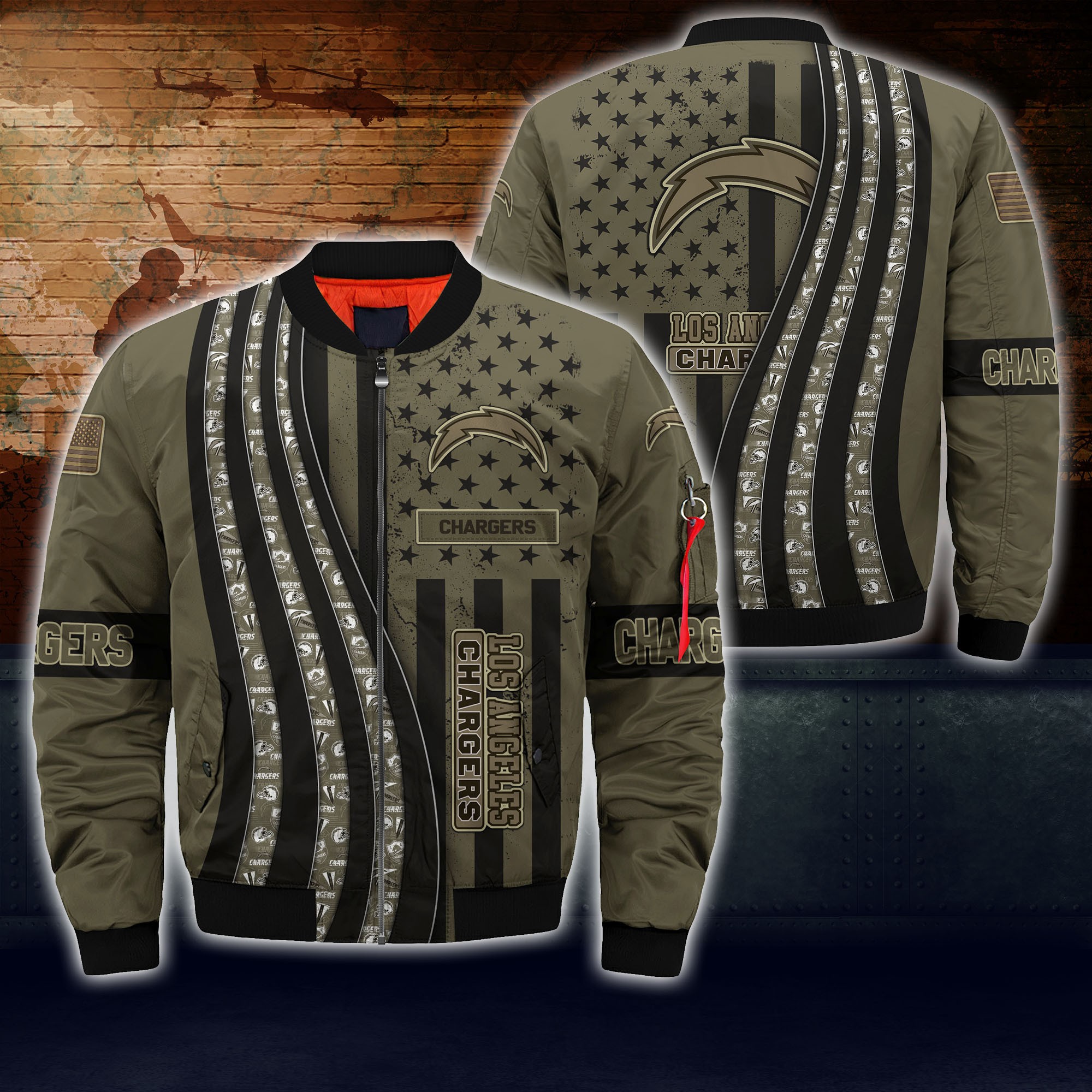 Los Angeles Chargers Nfl Bomber Jacket Camo For This Season For Women Men