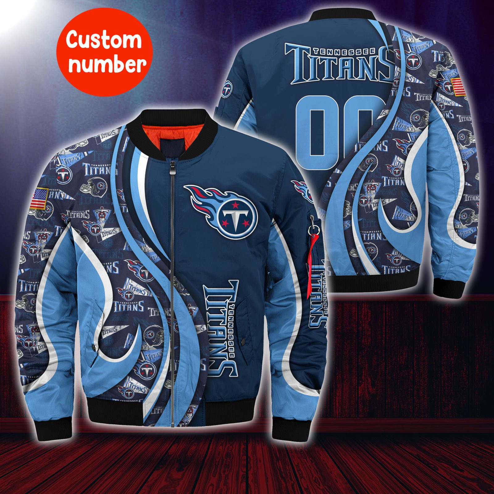 Tennessee Titans Nfl Custom Your Number Bomber Jacket Trending For Women Men