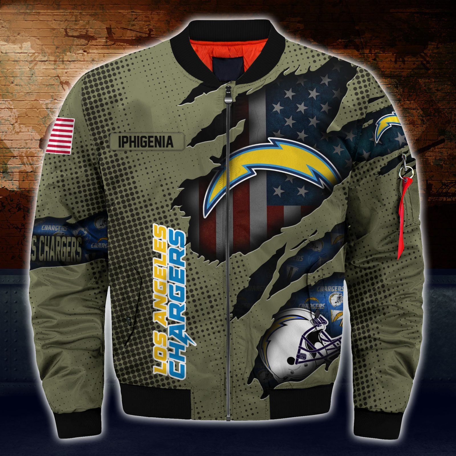 Los Angeles Chargers Nfl Custom Bomber Jacket For Women Men