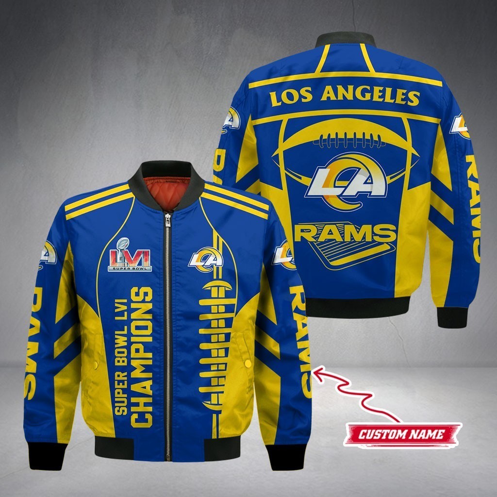 Los Angeles Rams Nfl Super Bowl Lvi Champions Custom Name Bomber Jacket