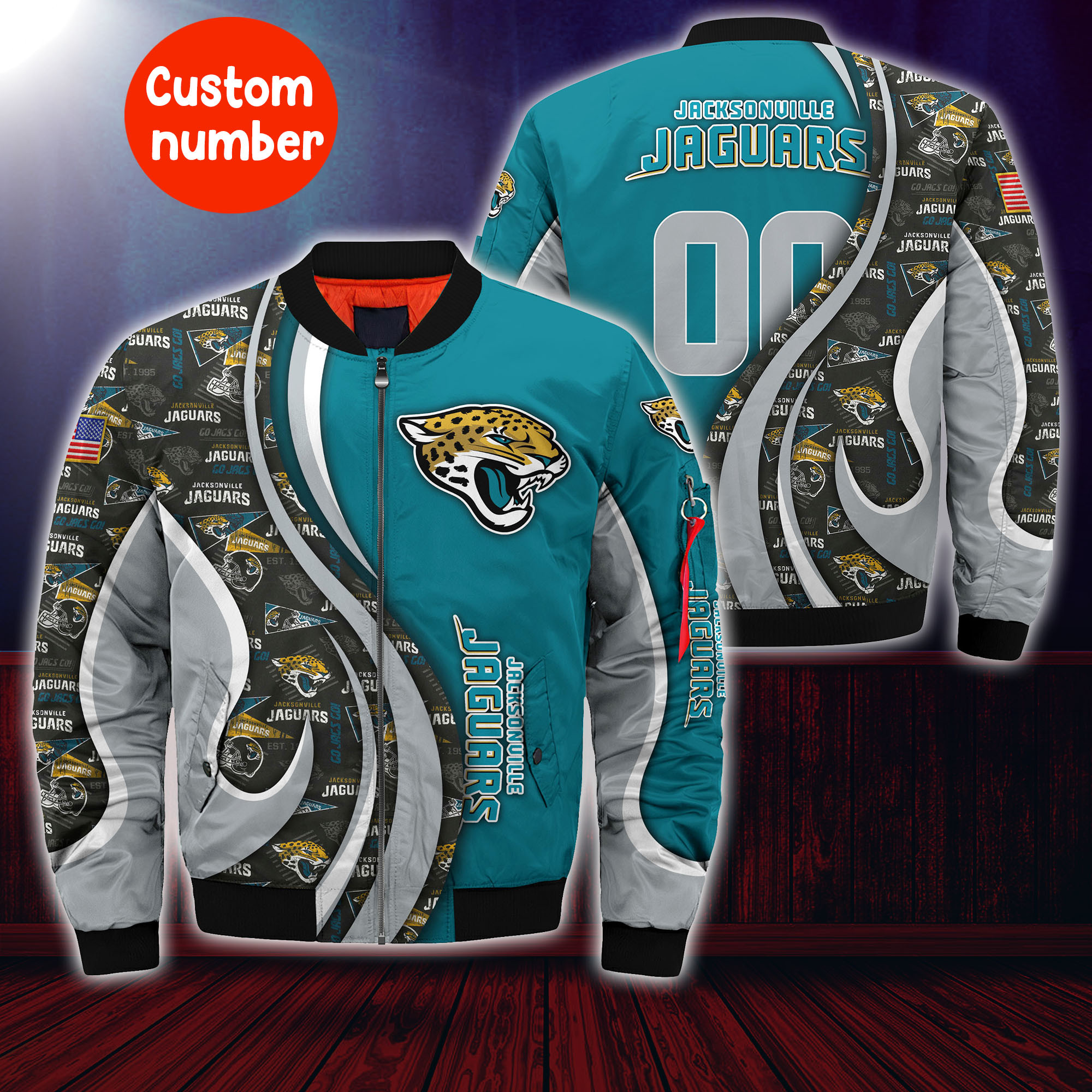 Jacksonville Jaguars Nfl Custom Your Number Bomber Jacket Trending For Women Men