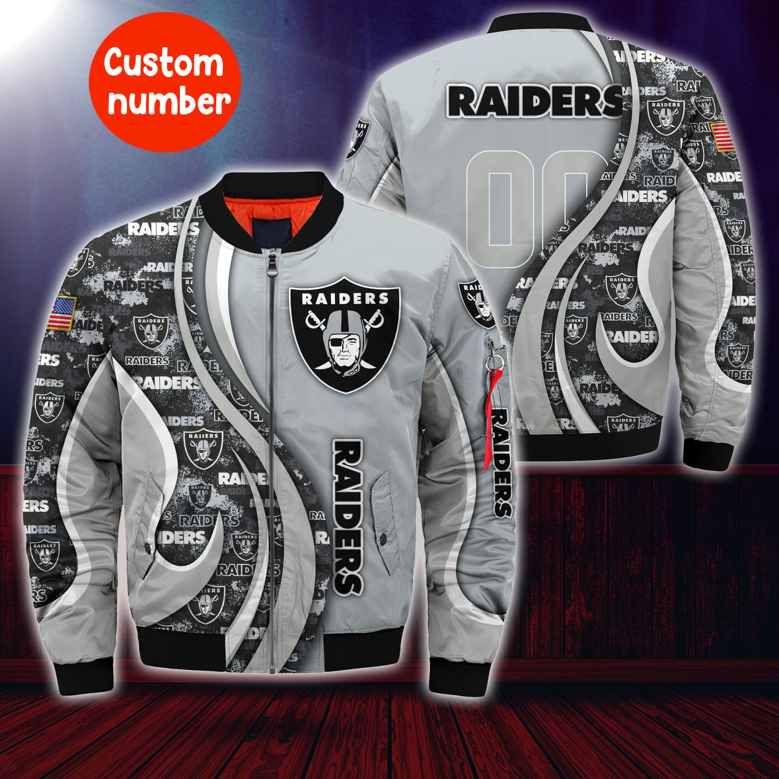 Oakland Raiders Nfl Custom Your Number Bomber Jacket Trending For Women Men