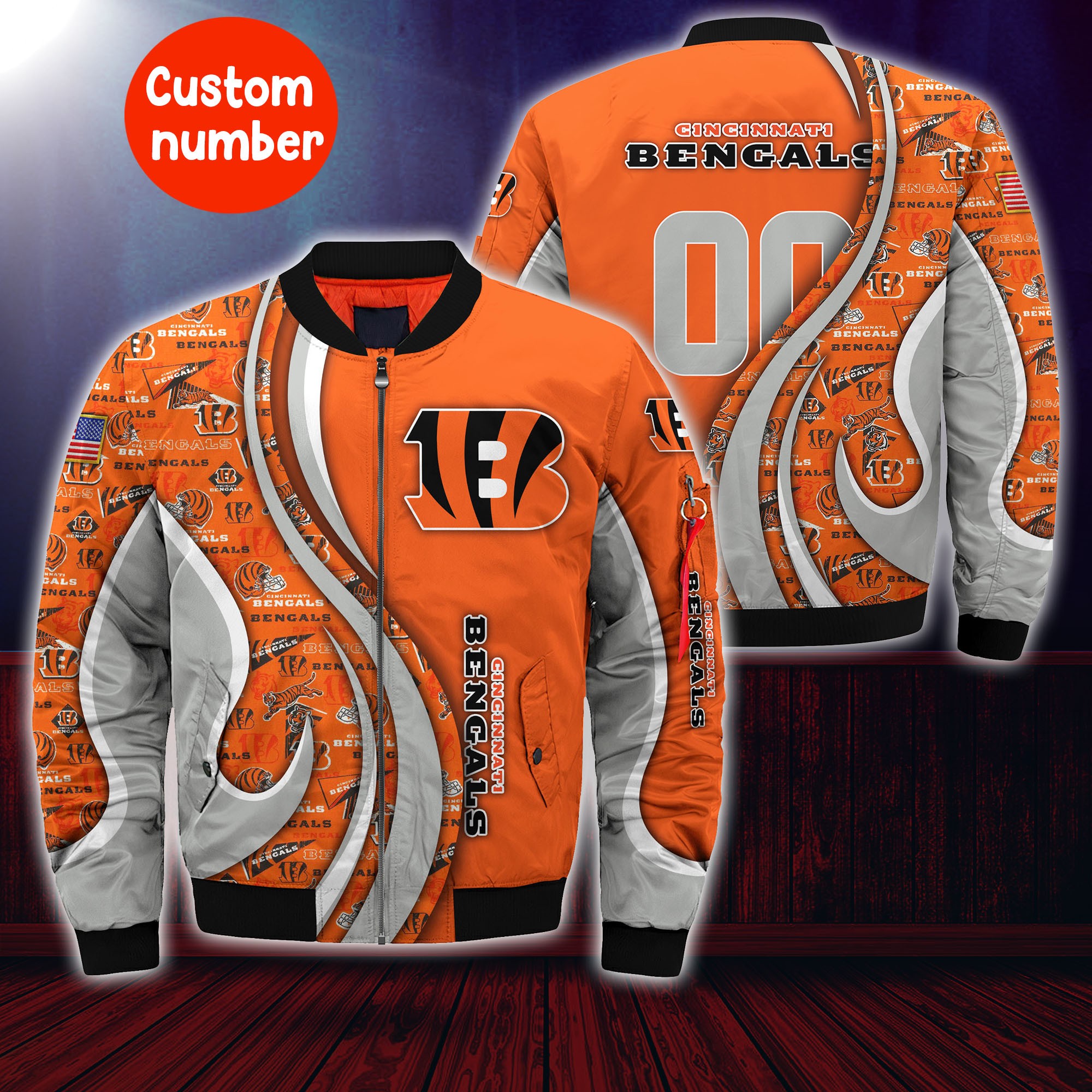 Cincinnati Bengals Nfl Custom Your Number Bomber Jacket Trending For Women Men