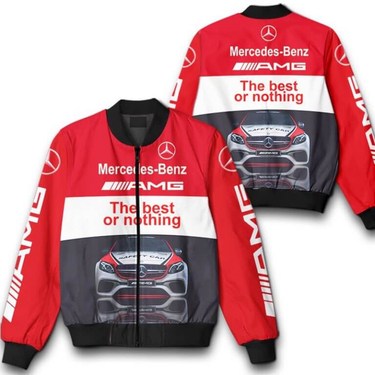 Bomber Jacket Mercedes 3D Spring Autumn Casual Jacket Car Sports For Racer Biker For Sport Fans Collection