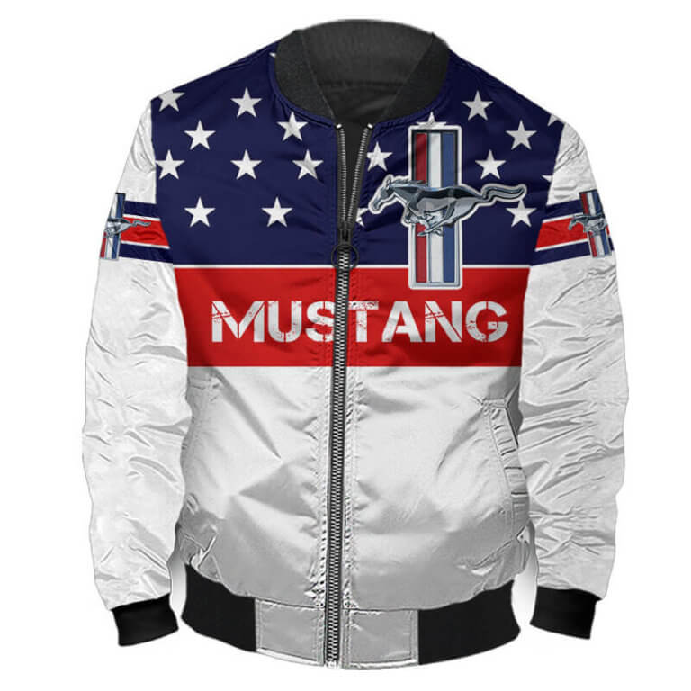 Zipper Bomber Jacket Ford Mustang 3D Spring Autumn Casual Jacket For Racer Biker For Women Men