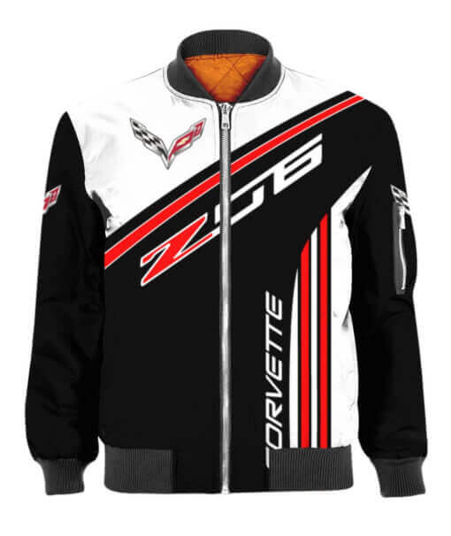 Zipper Bomber Jacket Chevrolet Corvette Car Jacket Casual Jacket For Racer Biker For Women Men