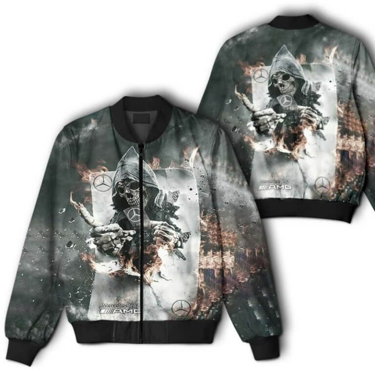 Bomber Jacket Mercedes 3D Spring Autumn Casual Jacket Car Sports For Biker
