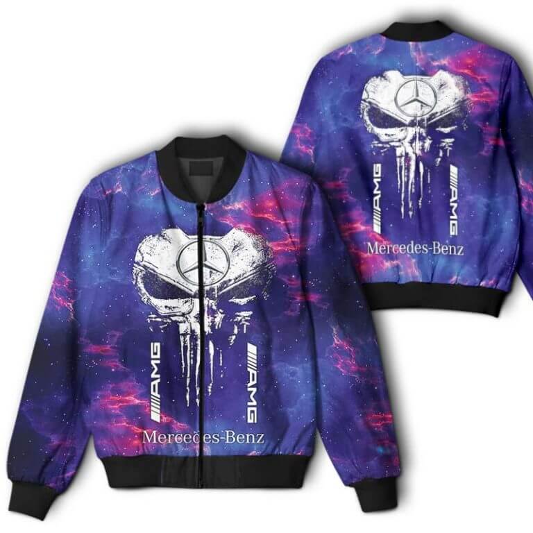 Bomber Jacket Mercedes 3D Spring Autumn Casual Jacket Car Sports For Racer Biker For Sport Fan Collection