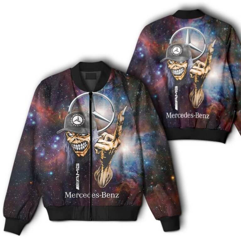 Bomber Jacket Mercedes 3D Spring Autumn Full Zip Jacket Car Sports For Racer Biker For Women Men