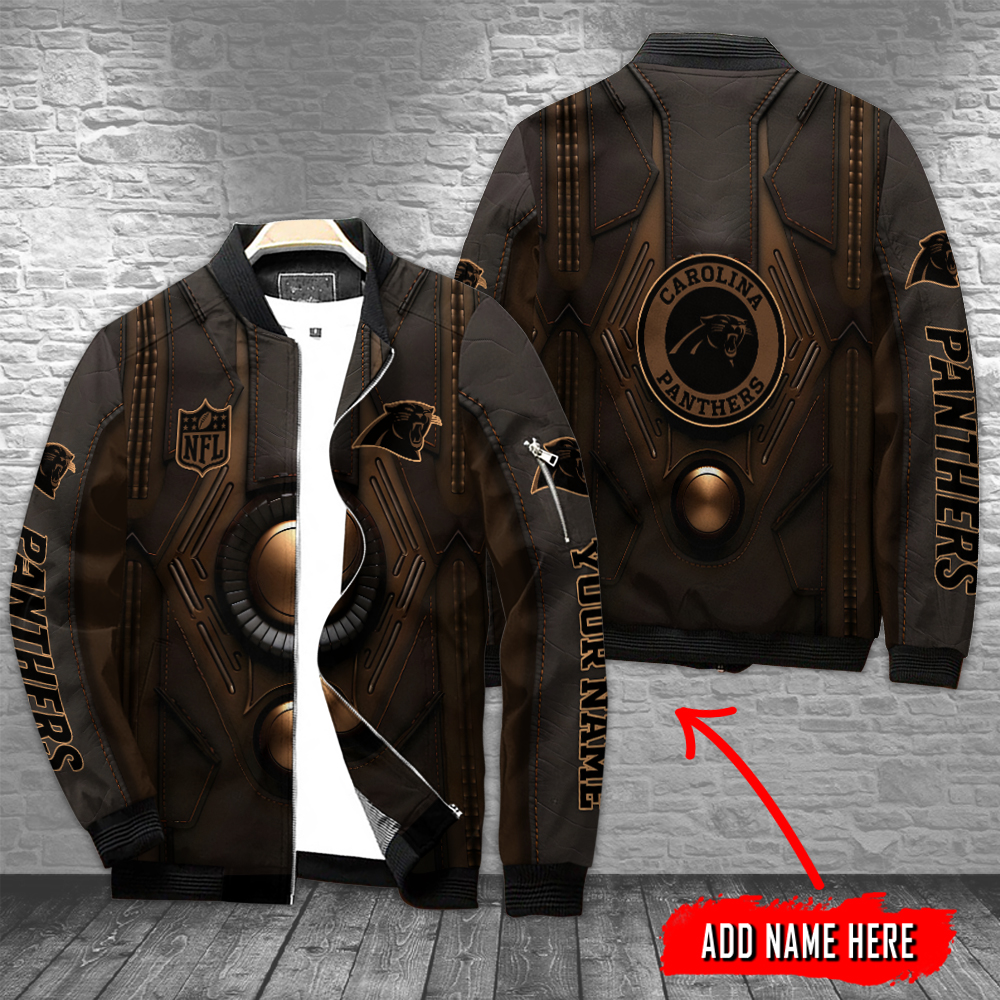 Carolina Panthers Personalized Zipper Bomber Jacket For Sport Fans