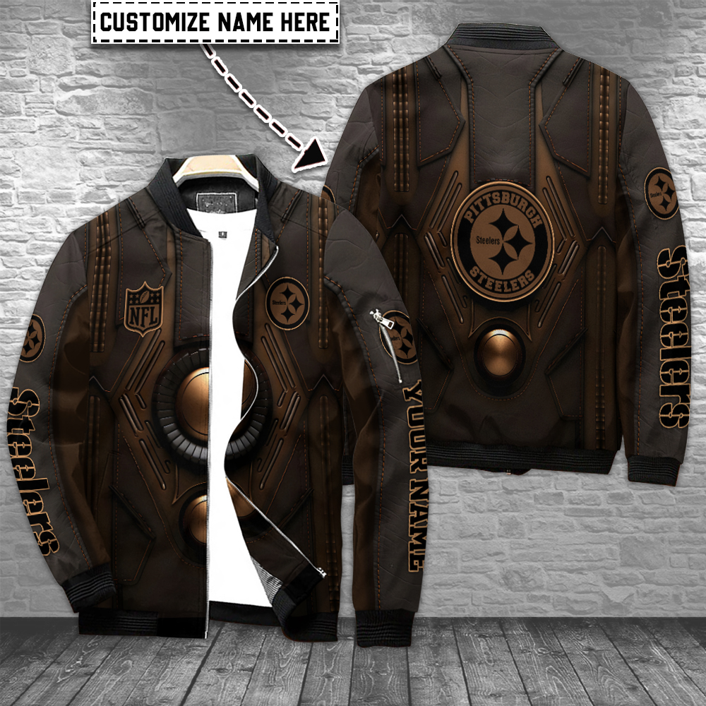 Pittsburgh Steelers Personalized Zipper Bomber Jacket For Sport Fans