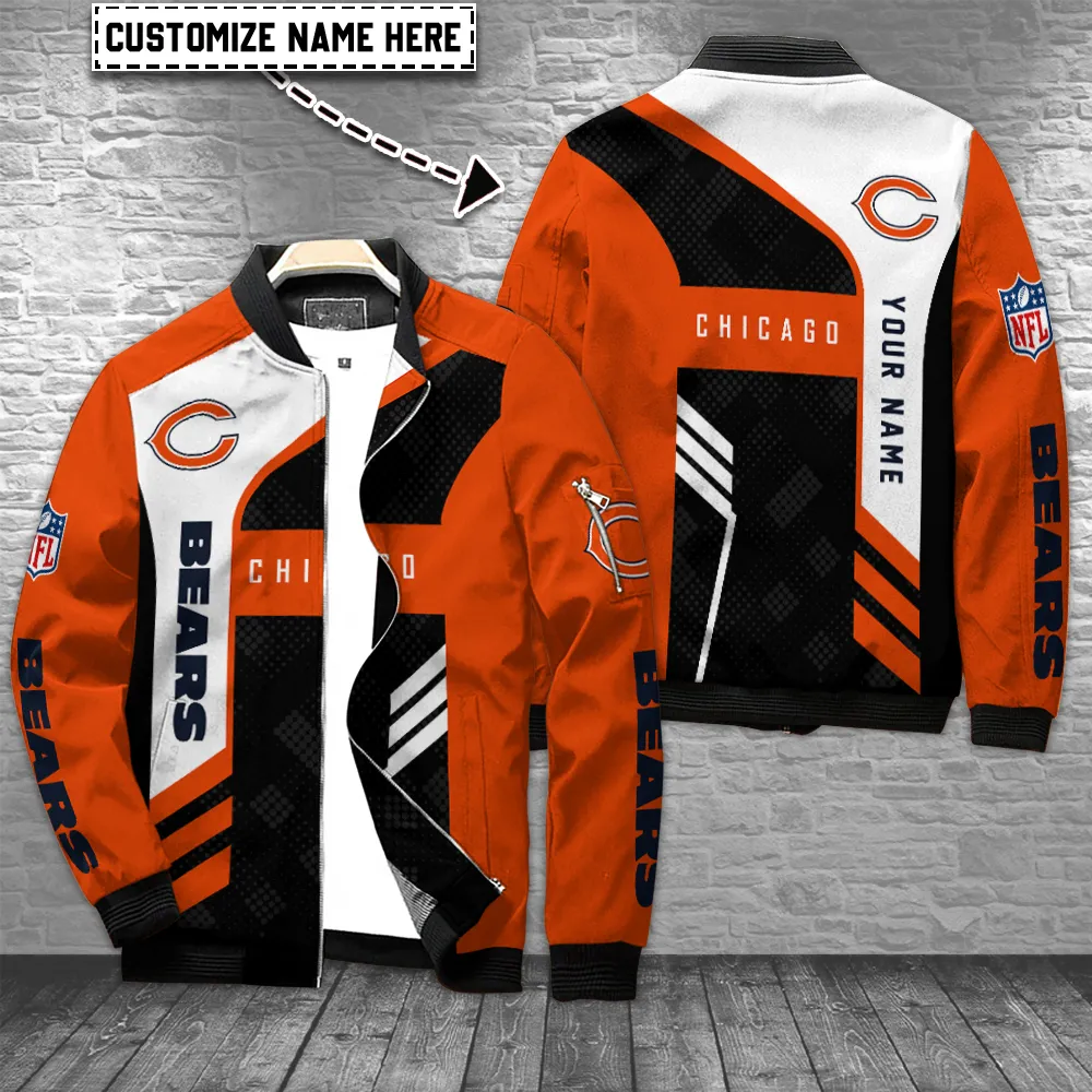 Chicago Bears Personalized Zipper Bomber Jacket