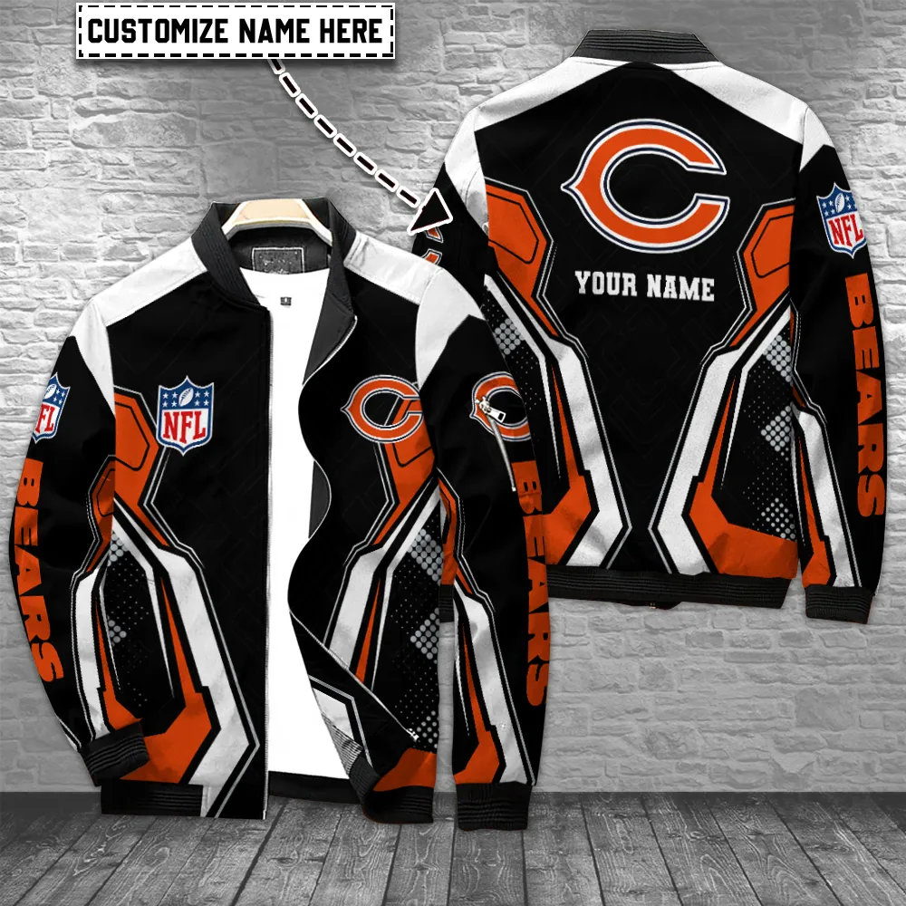 Chicago Bears Personalized Full Zip Up Bomber Jacket Collection For Cold Season