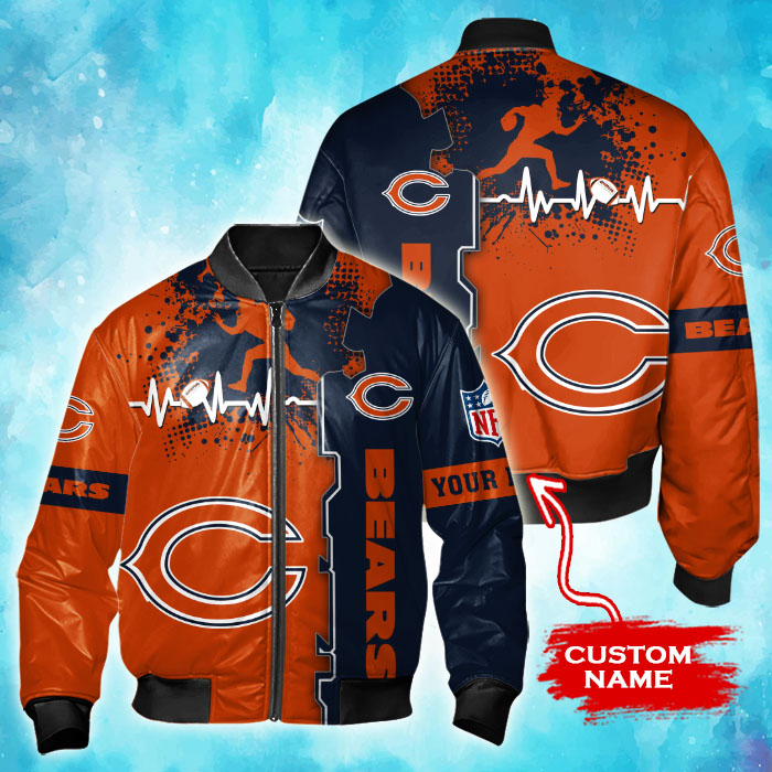 Chicago Bears Personalized Thick Bomber Jacket For Sport Fan