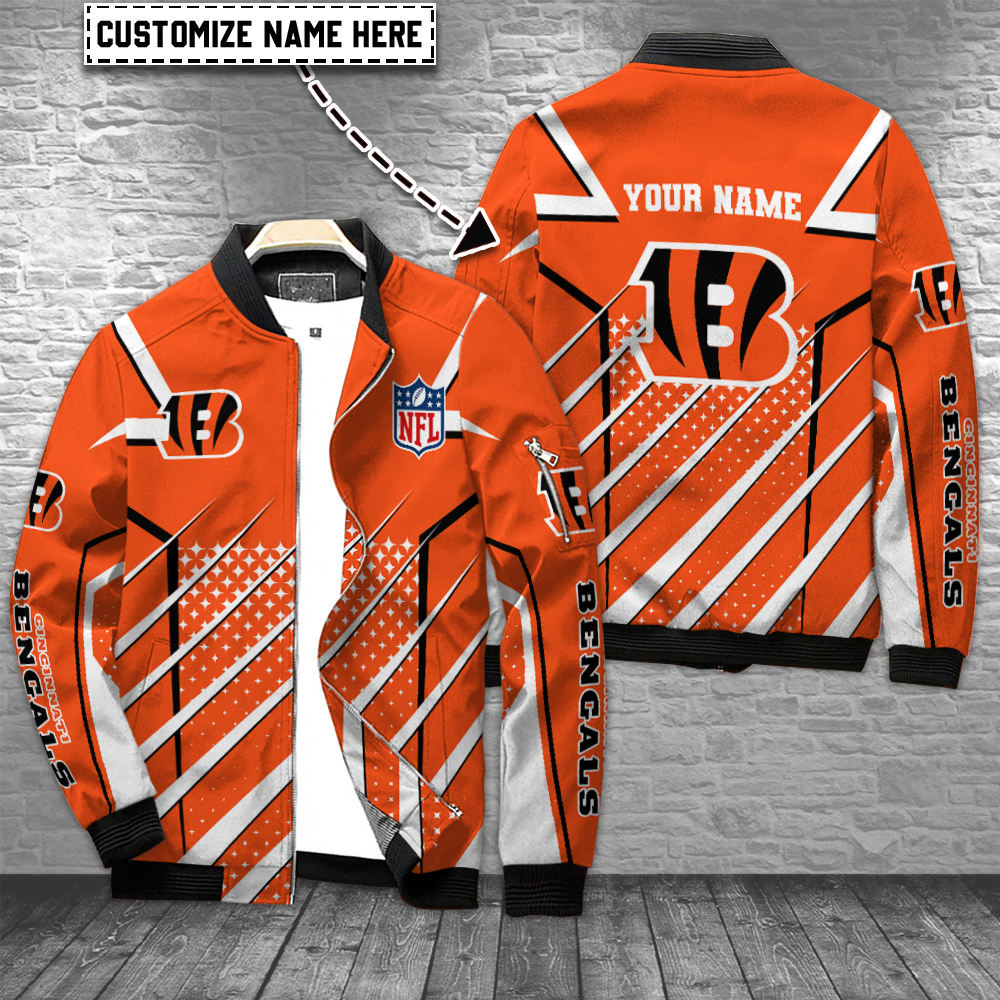 Cincinnati Bengals Personalized Zip Bomber Jacket For Sport Team Fan