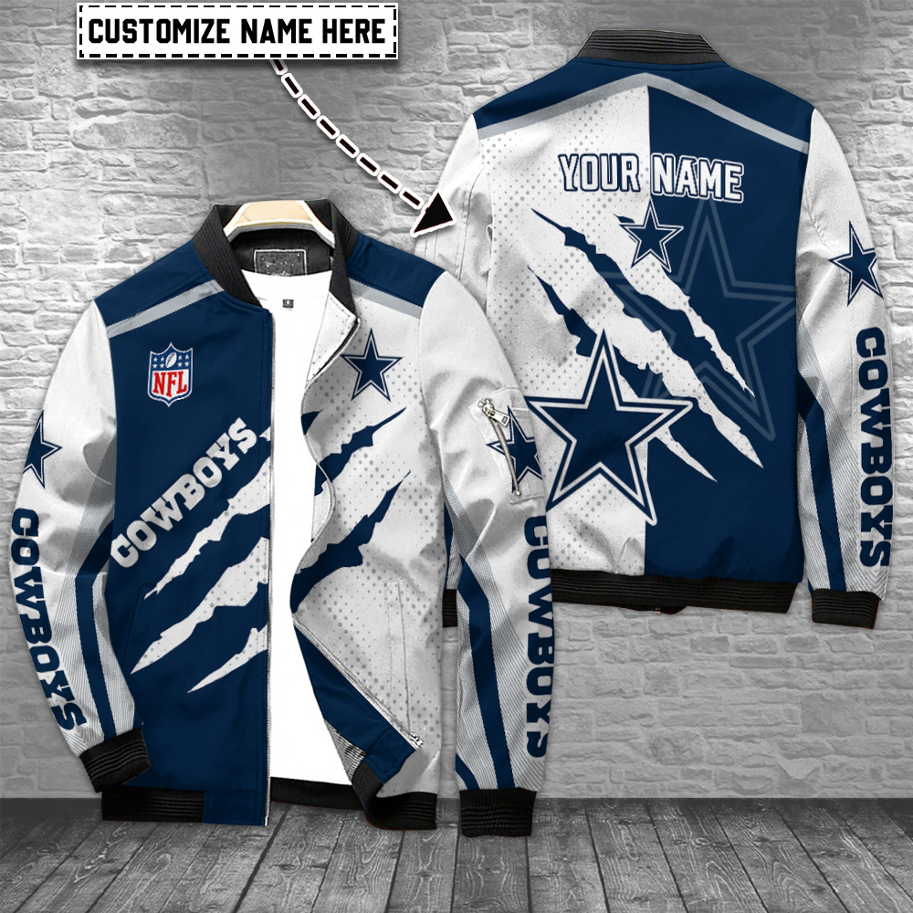 Dallas Cowboys Personalized Hot Zipper Bomber Jacket Collection For Cold Season