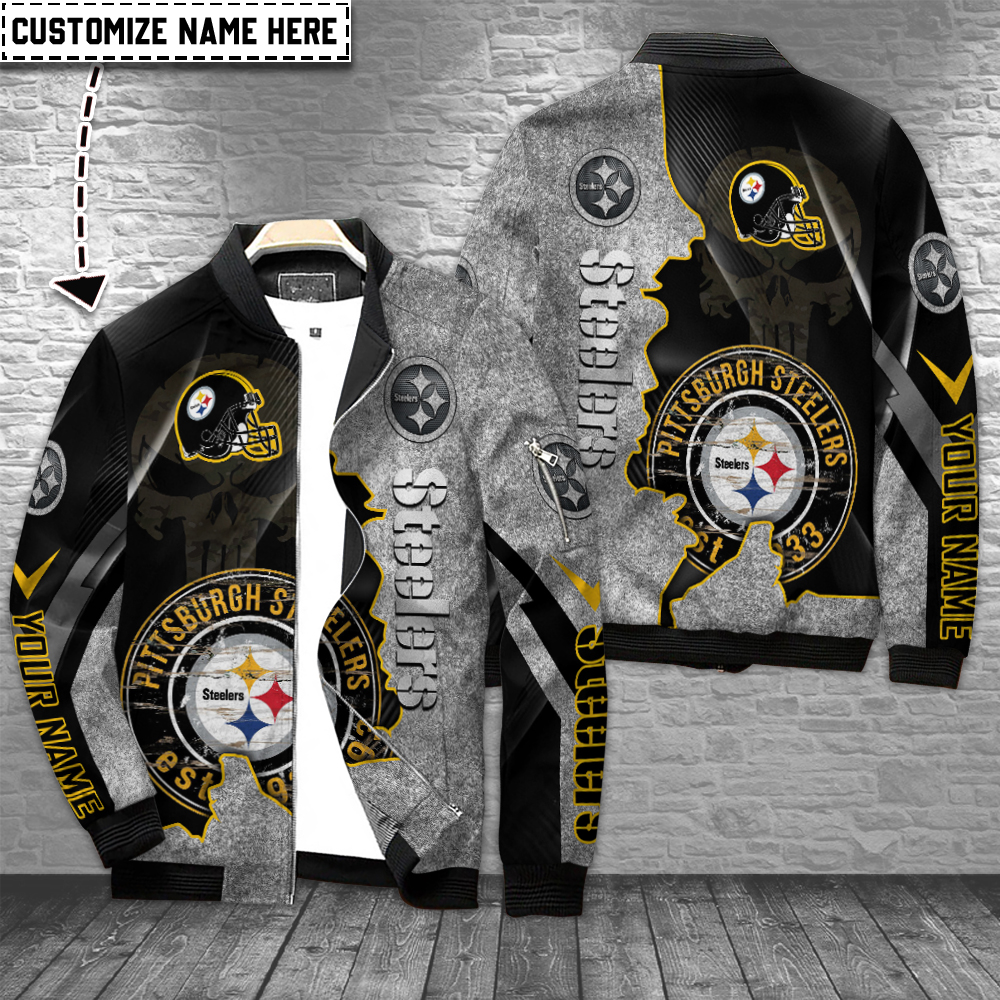 Pittsburgh Steelers Personalized Special Zip Up Bomber Jacket