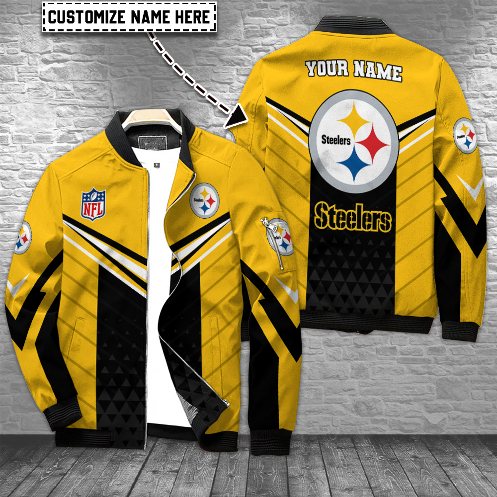 Pittsburgh Steelers Personalized Zip Bomber Jacket For Sport Team Fan