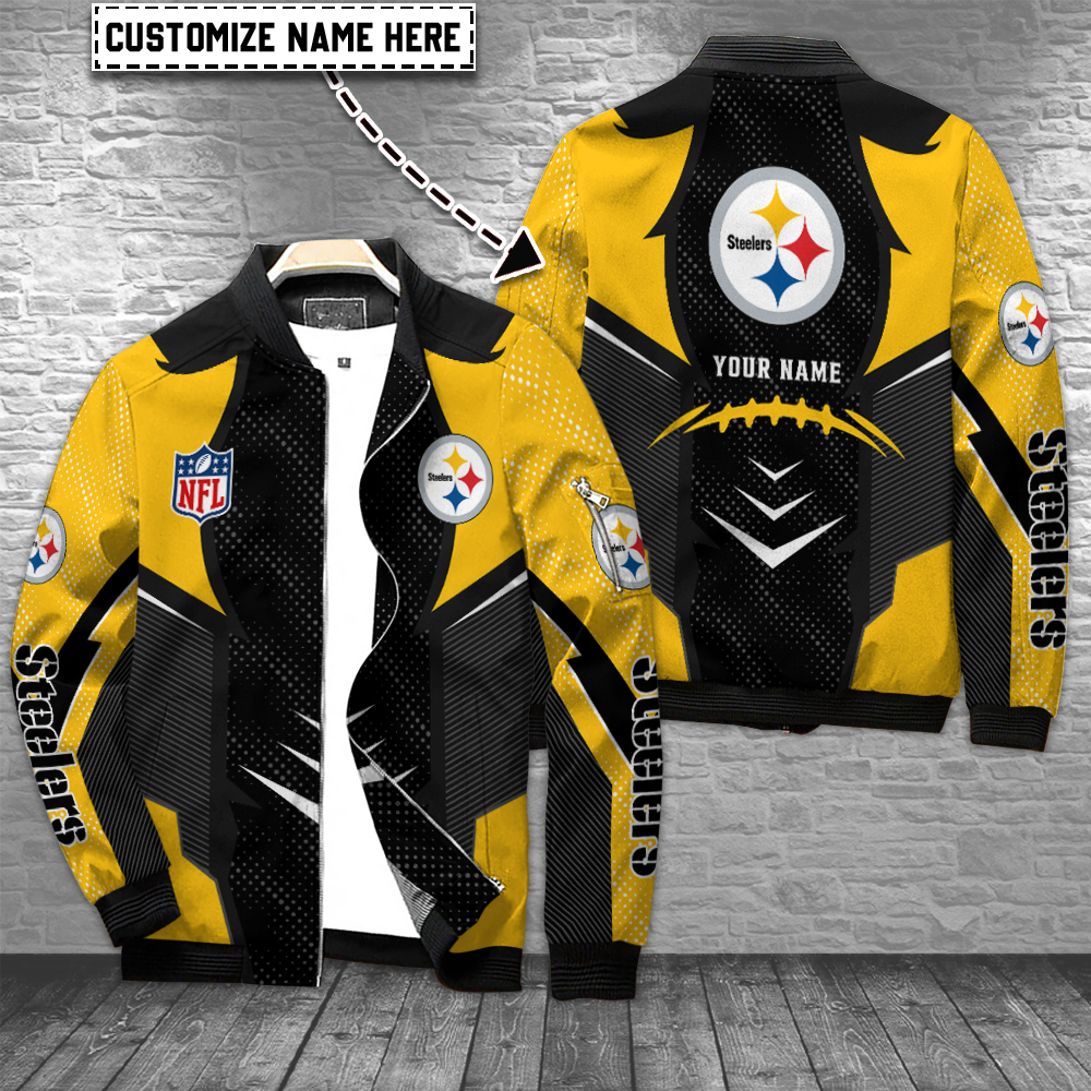 Pittsburgh Steelers Personalized Full Zip Up Bomber Jacket Collection For Cold Season