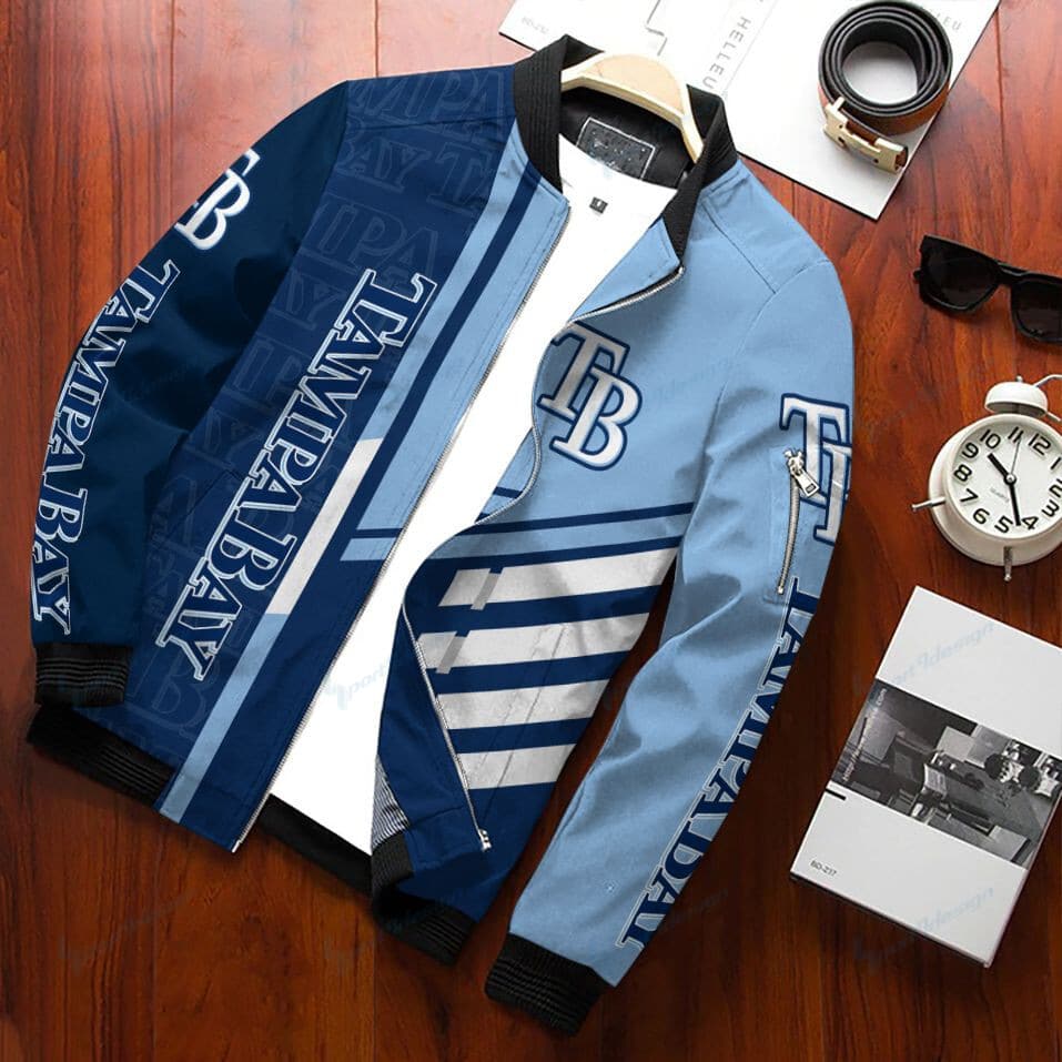 Tampa Bay Rays Bomber Jacket Full Zip Up Jacket For Mlb Fan