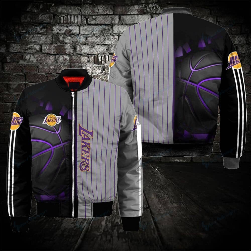 Los Angeles Lakers Bomber Jacket Full Zip Up Jacket For Nba Fans
