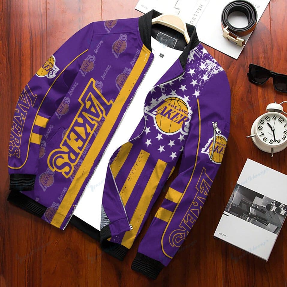 Los Angeles Lakers Full Zip Bomber Jacket Gift For Sport Team Fan