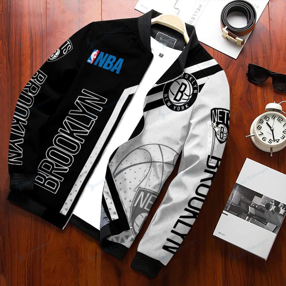 Brooklyn Nets Personalized Full Zip Bomber Jacket Gift For Sport Fans